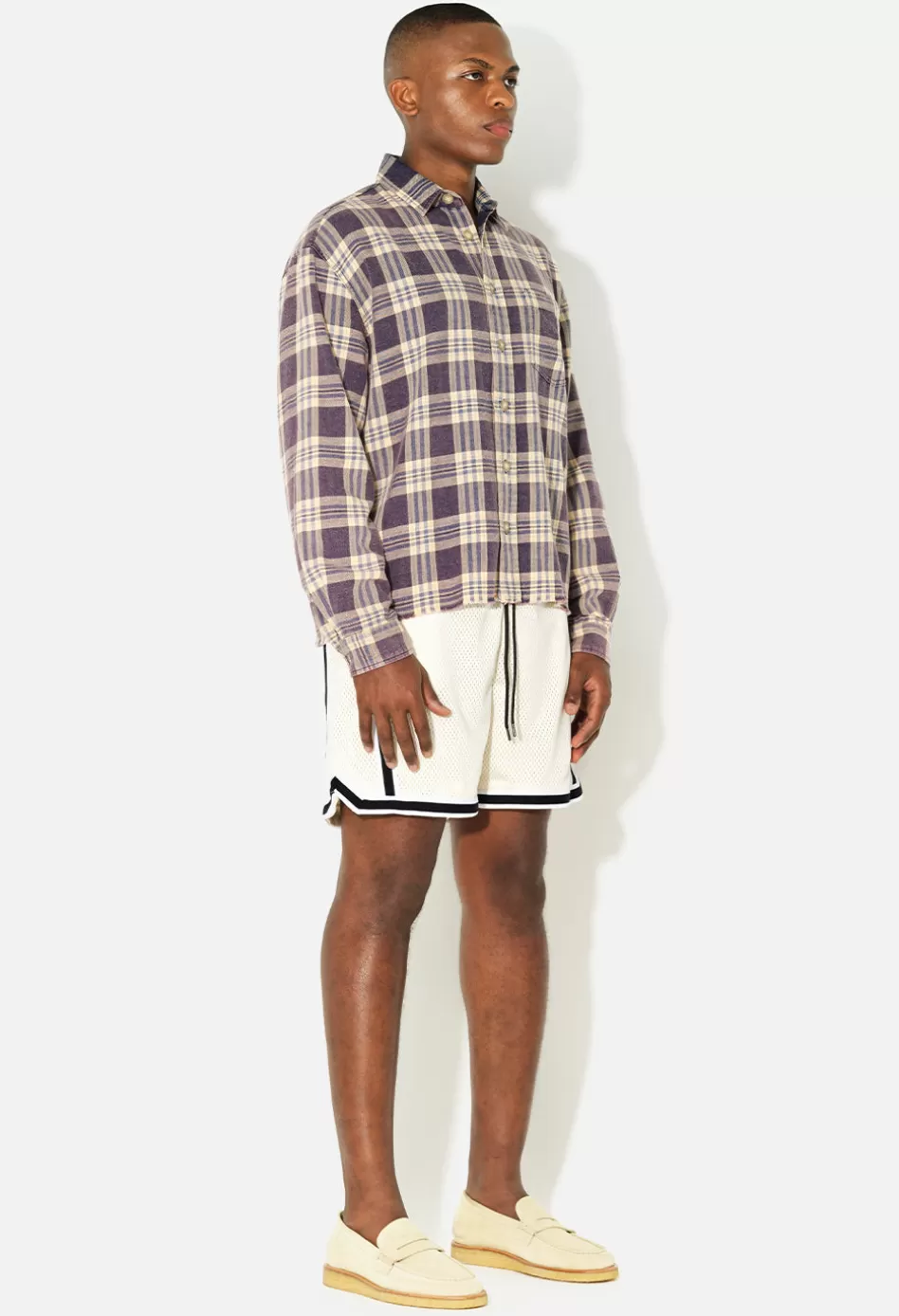 Cheap JOHN ELLIOTT Vintage Varsity Shorts Ivory